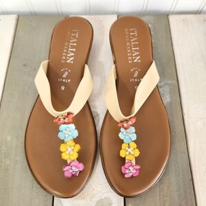 Italian Shoe Makers | Floral Thong Sandals Multicolor Size 9